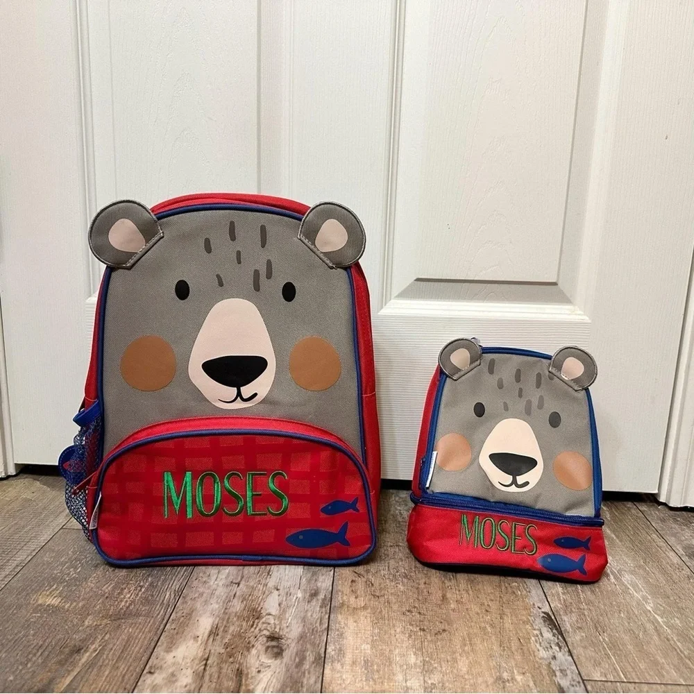 Bear Design Kids Lunch Bag - Red and Blue